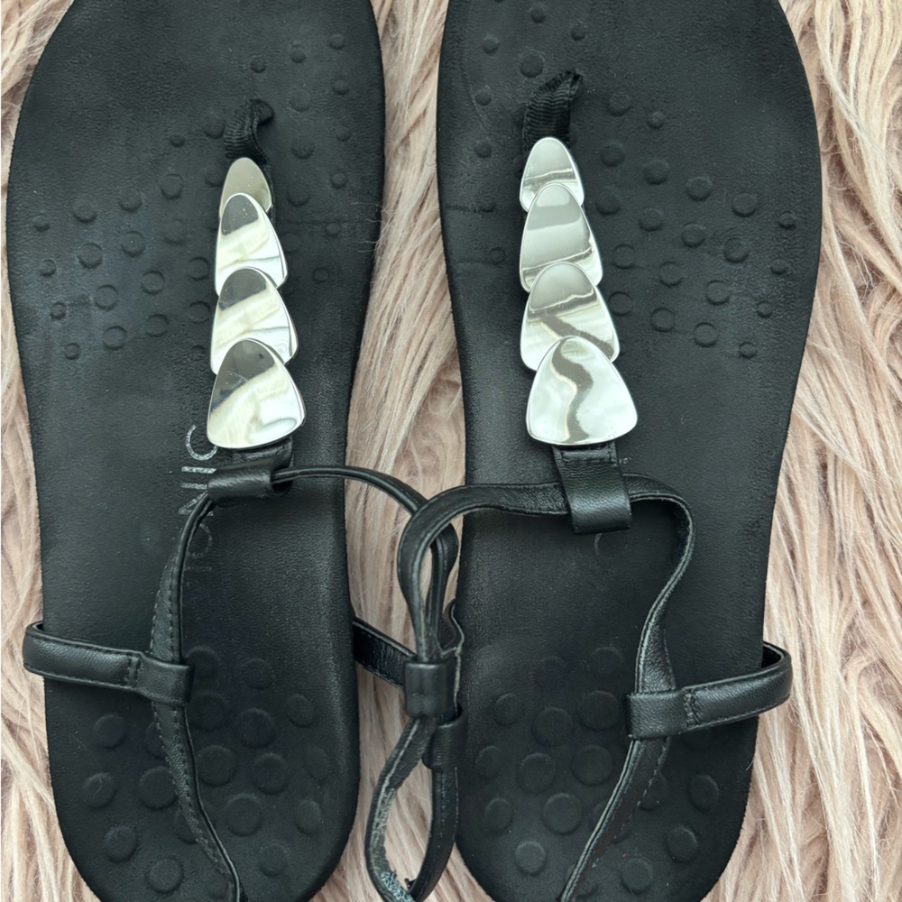Vionic Black and Silver Sandals with Classic Design